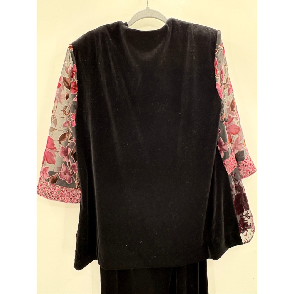 R&M Richards Black Velvet Maxi Dress & Floral Burnout Jacket Set 2PC Formal - Picture 9 of 16